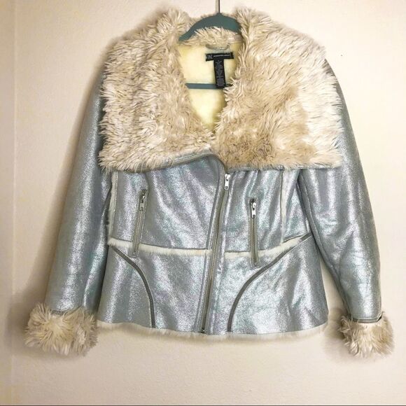 Faux suede moto fur lined jacket - Picture 1 of 5